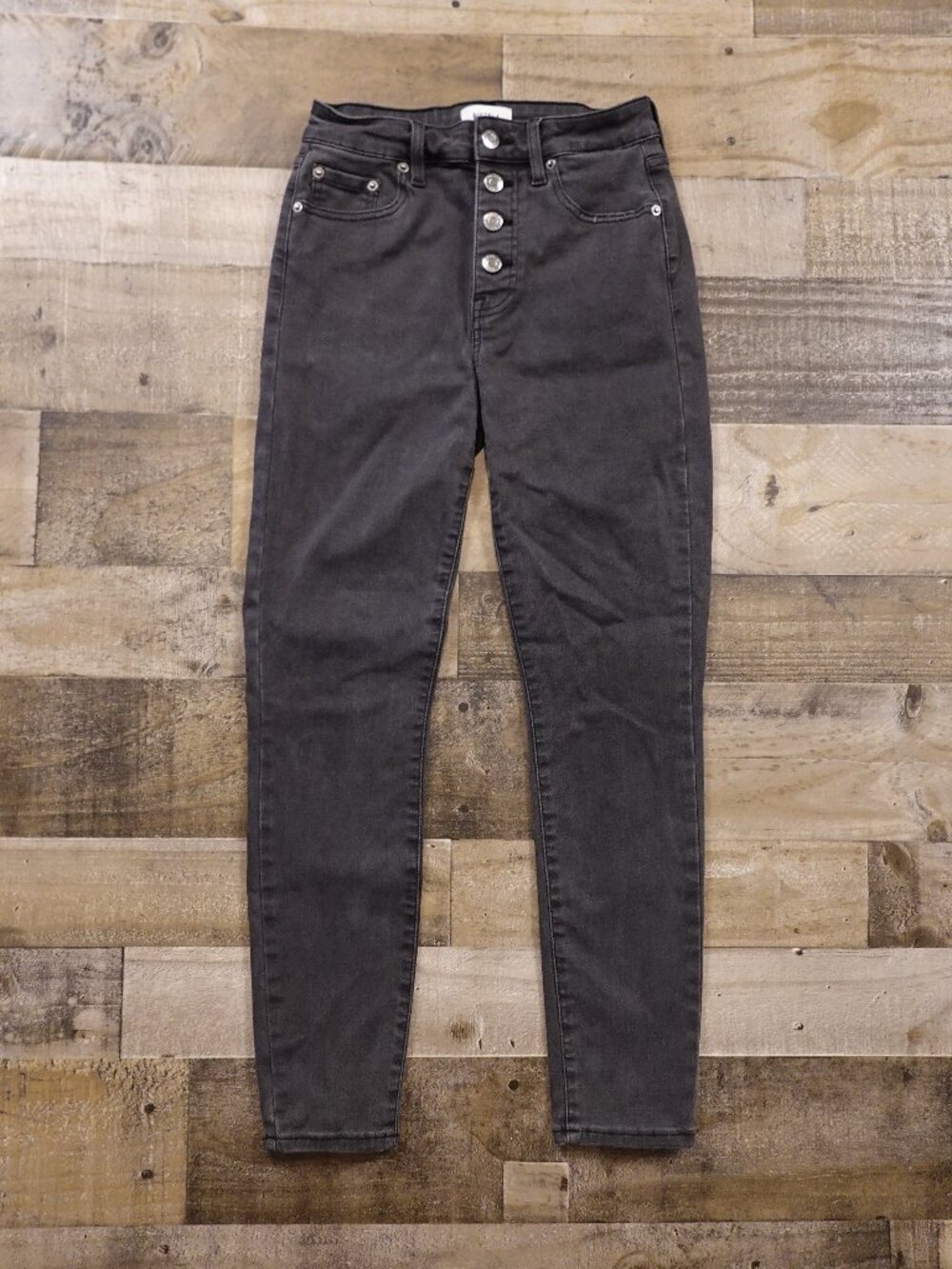 Pistola Aline High‎ Rise Skinny Jeans Women’s 26 Gray Button Fly Stretch